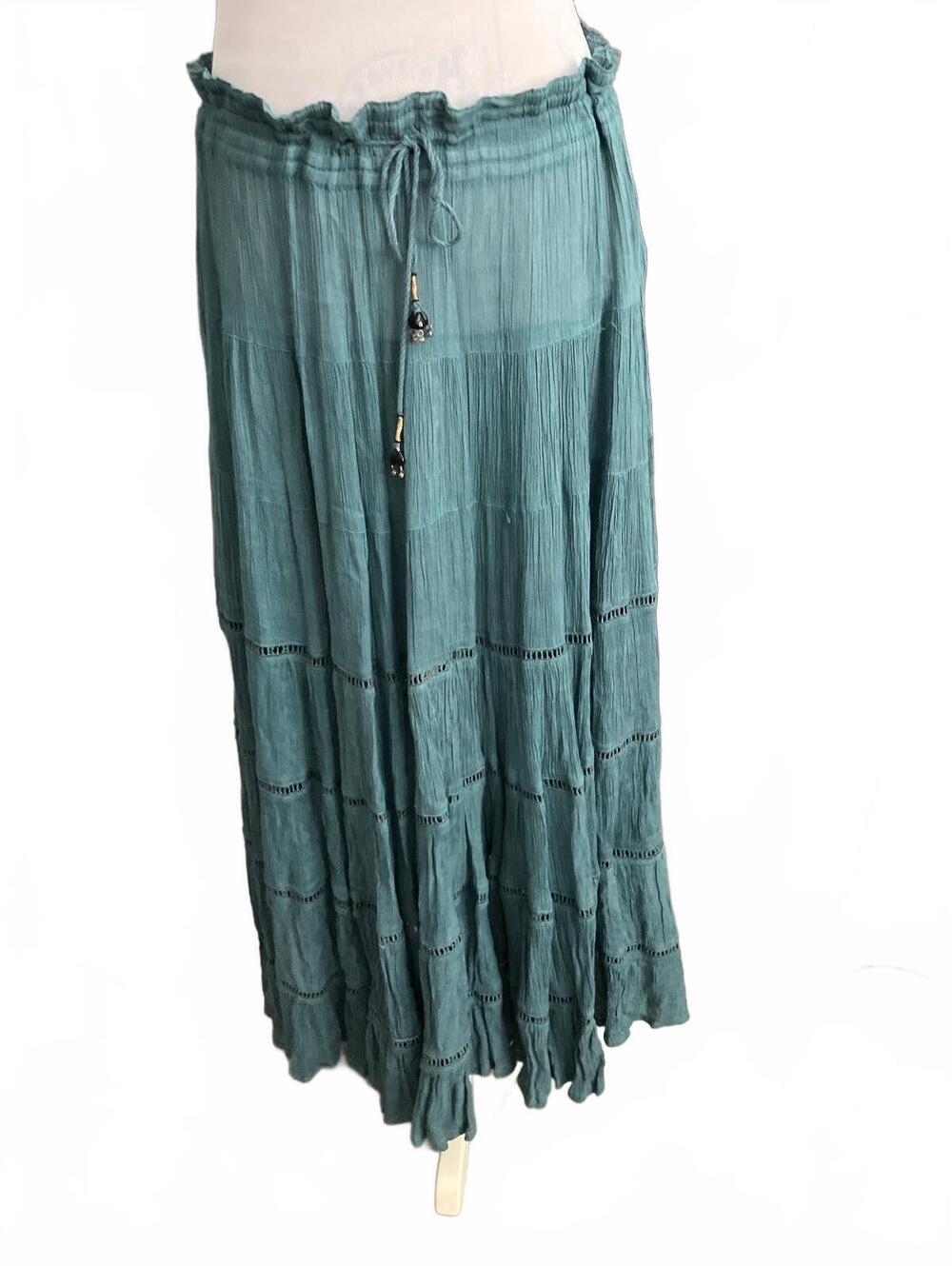 P/L Bohemian Style Women's Peasant Skirt with Drawstring Waist